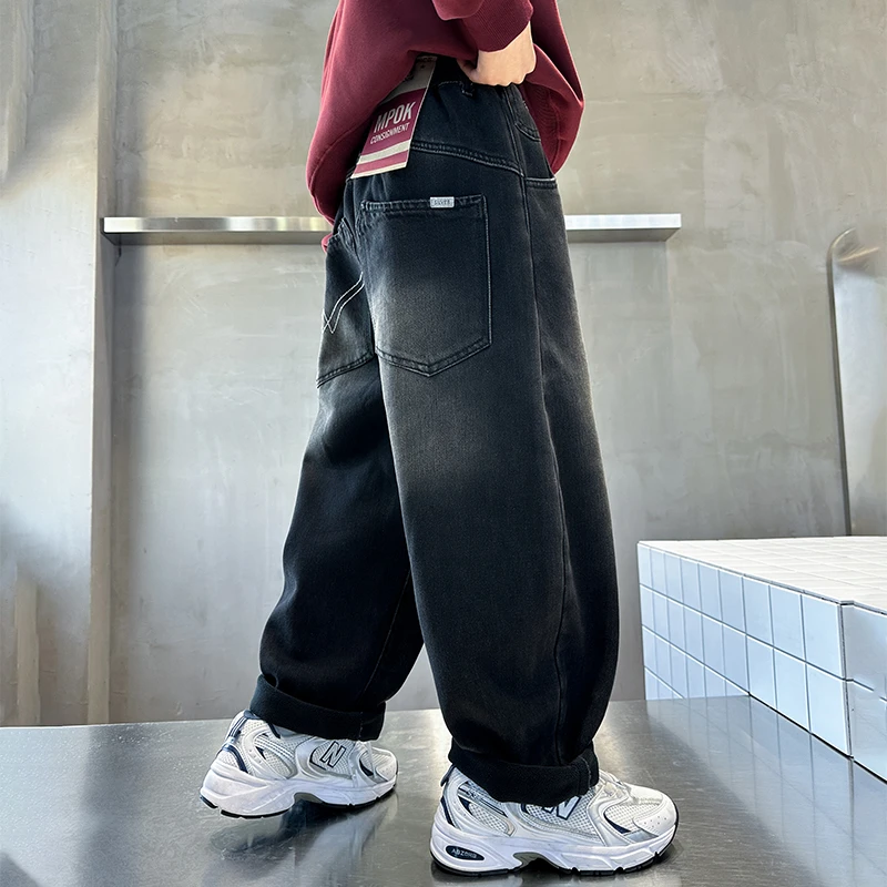 童装儿童秋冬款黑色加绒牛仔裤中大童男童冬季年货裤子百搭洋气潮