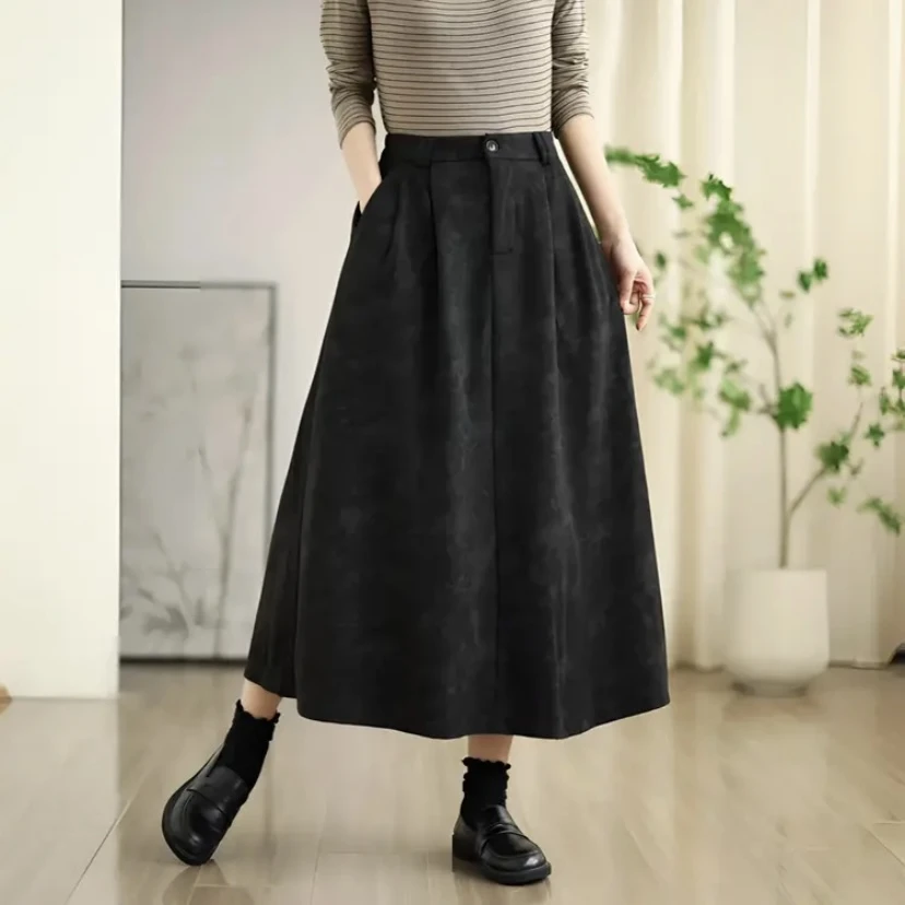 11款暗花秋冬新款百搭气质松紧腰时尚休闲复古文艺提花A版半身裙