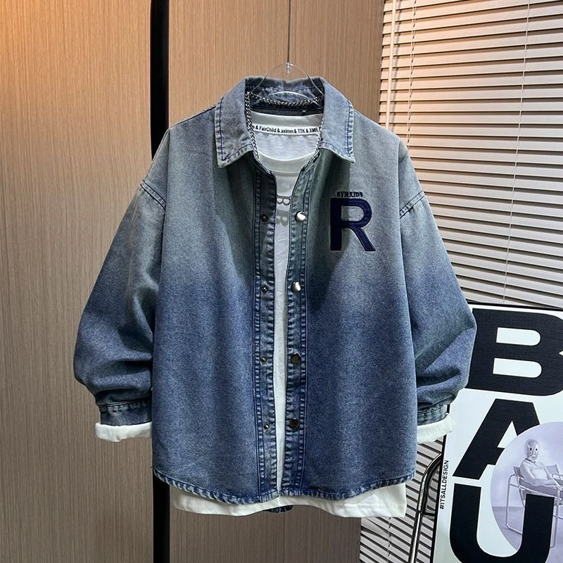 夏季男童春装牛仔衬衫外套2024新款韩版服春秋中大秋衬衣初秋潮