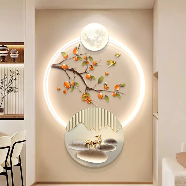 事事如意 玄关装饰画餐厅led灯光画中式客厅走廊挂画高档墙面壁饰