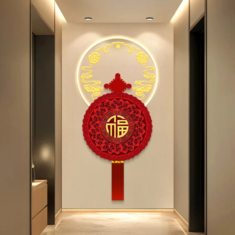 入户玄关装饰画福字喜庆高级感发光走廊玄关壁画寓意好新家挂画