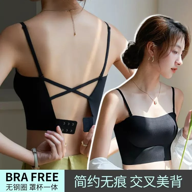 夏季爆款抹胸内衣女小胸聚拢一体美背吊带无钢圈薄款防走光文胸罩