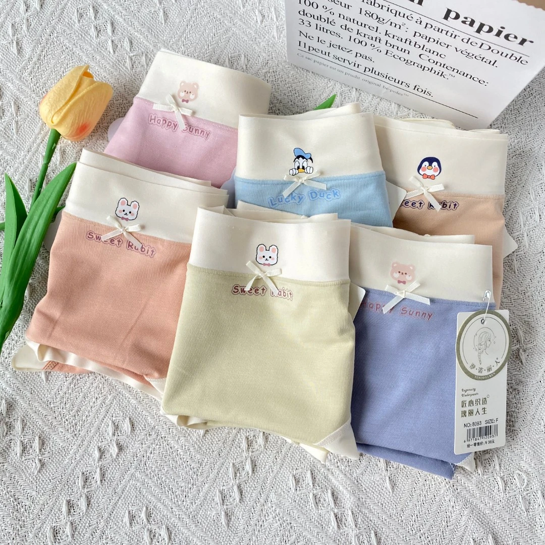 秋季新款幼柔棉女士内裤卡通少女日系学生中腰三角裤透气抗菌8093