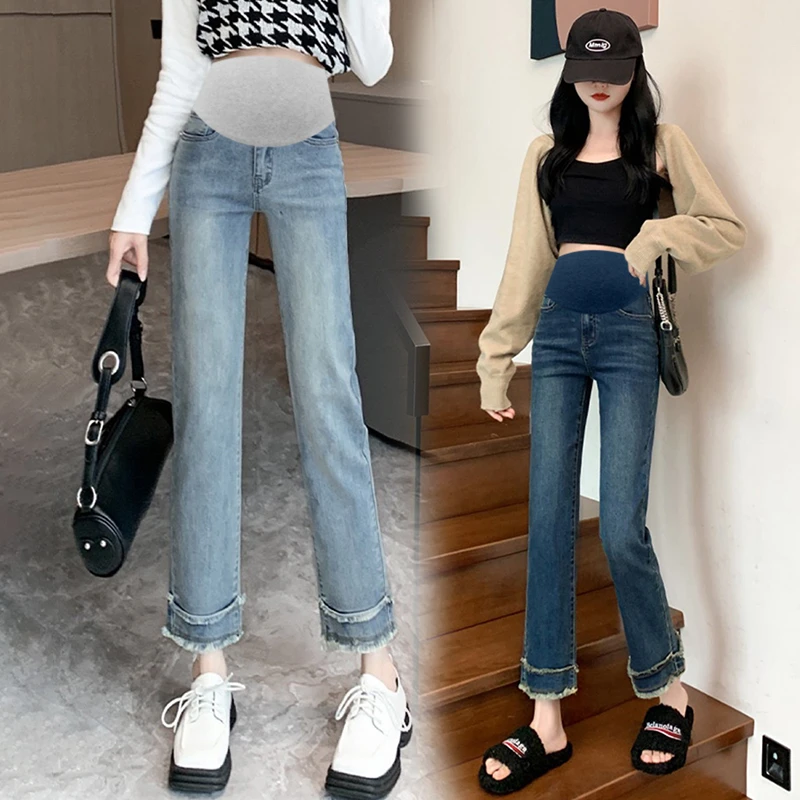 X3206#8.16 九分牛仔春秋孕妇烟管裤外穿休闲复