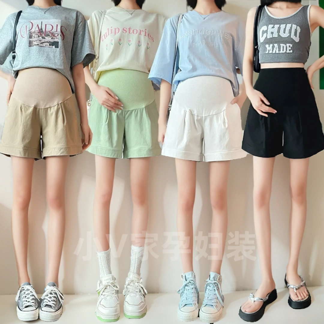 X2582#【认准小V家】孕妇夏季新款A字短裤西装三分外穿阔腿短裤