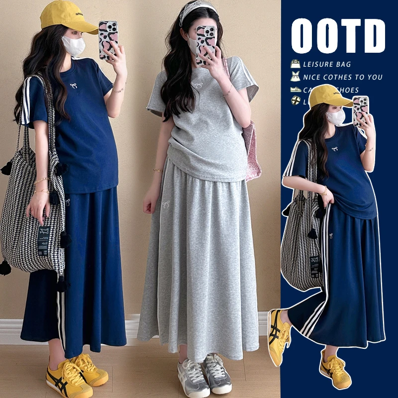 G253#6.23 夏季时尚孕妇潮妈运动休闲设计感卫衣套装