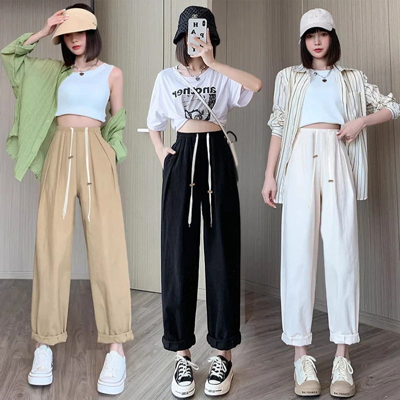 V家X2488#孕妇裤春夏季工装裤九分裤阔腿老爹裤直筒