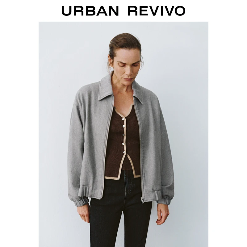 UR女装休闲简约立领拉链宽松外套UWM140035