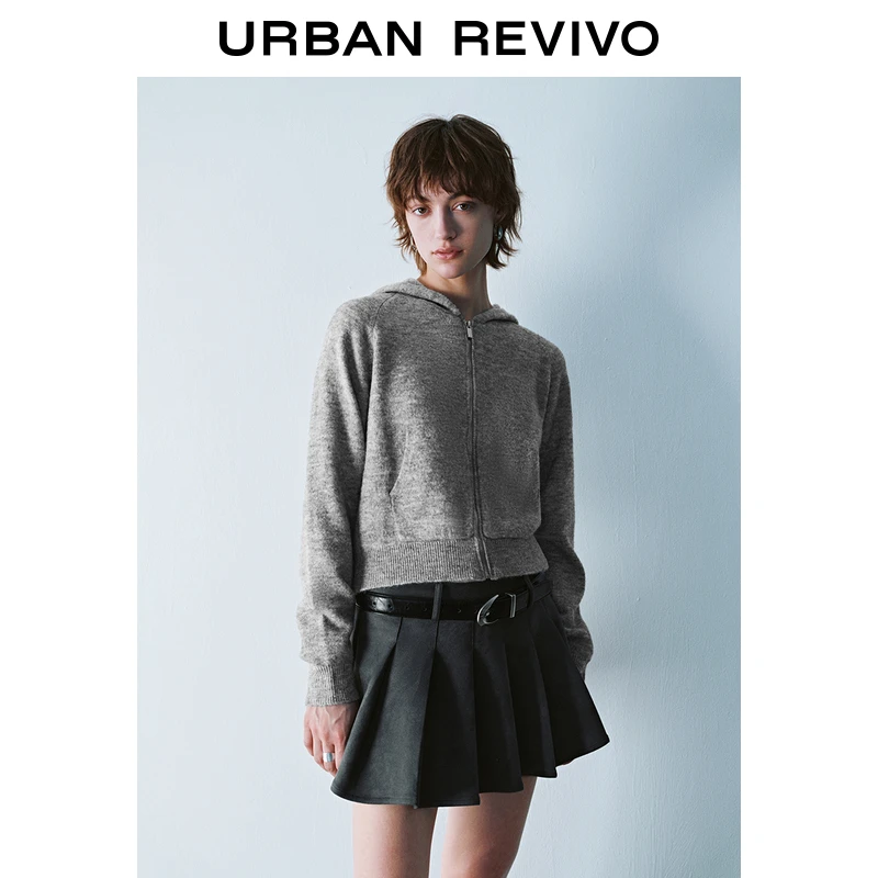 UR2024秋冬新款女雅丹风时尚休闲插肩袖连帽针织衫UYY940037