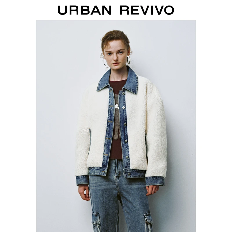 UR女装时尚设计感拼接宽松毛绒外套UYY840105