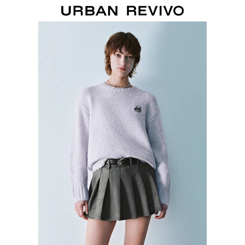 UR2024冬季新款女装减龄趣味图案软糯针织衫UYY940063+