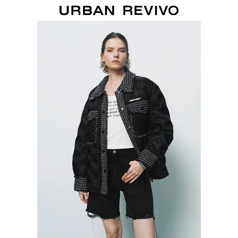 UR2024冬季新款女装潮流撞色字母保暖羽绒服UYV140027+