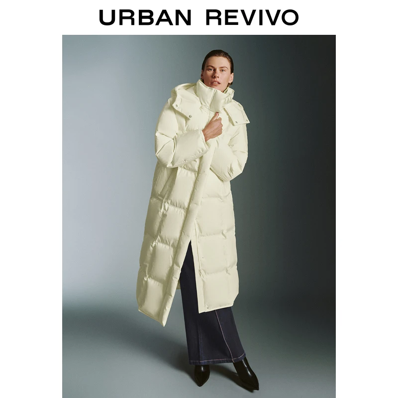 UR2024冬季新款女装休闲连帽立领长款面包好羽绒UWG140098