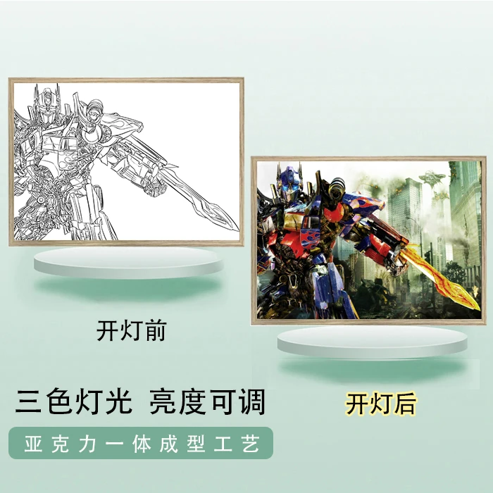 变形金刚擎天柱灯光画夜灯摆件床头电视柜情侣礼物创意发光画