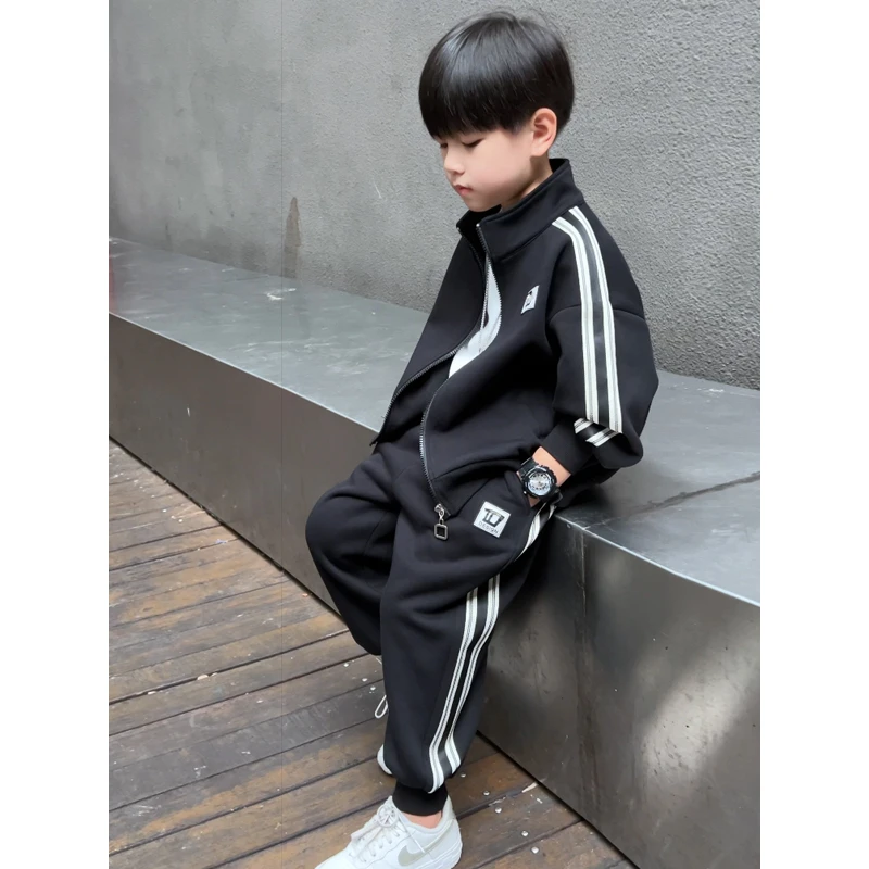 男童秋季运动套装2024新款中童韩版休闲洋气外套裤子两件套童装潮