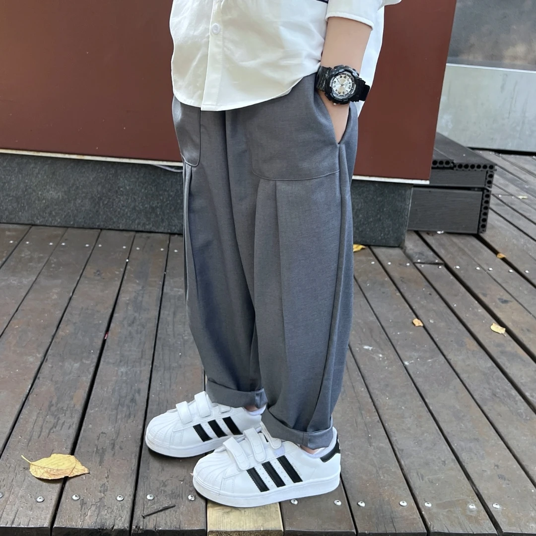 男童春秋裤子2024新款中童松紧腰休闲西裤男孩秋装百搭童裤童装潮