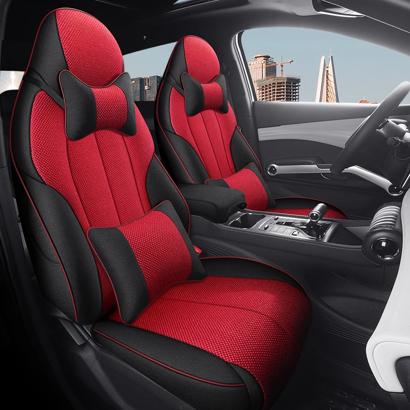 新款比亚迪秦plus专车专用亚麻款全包四季通用汽车坐垫套