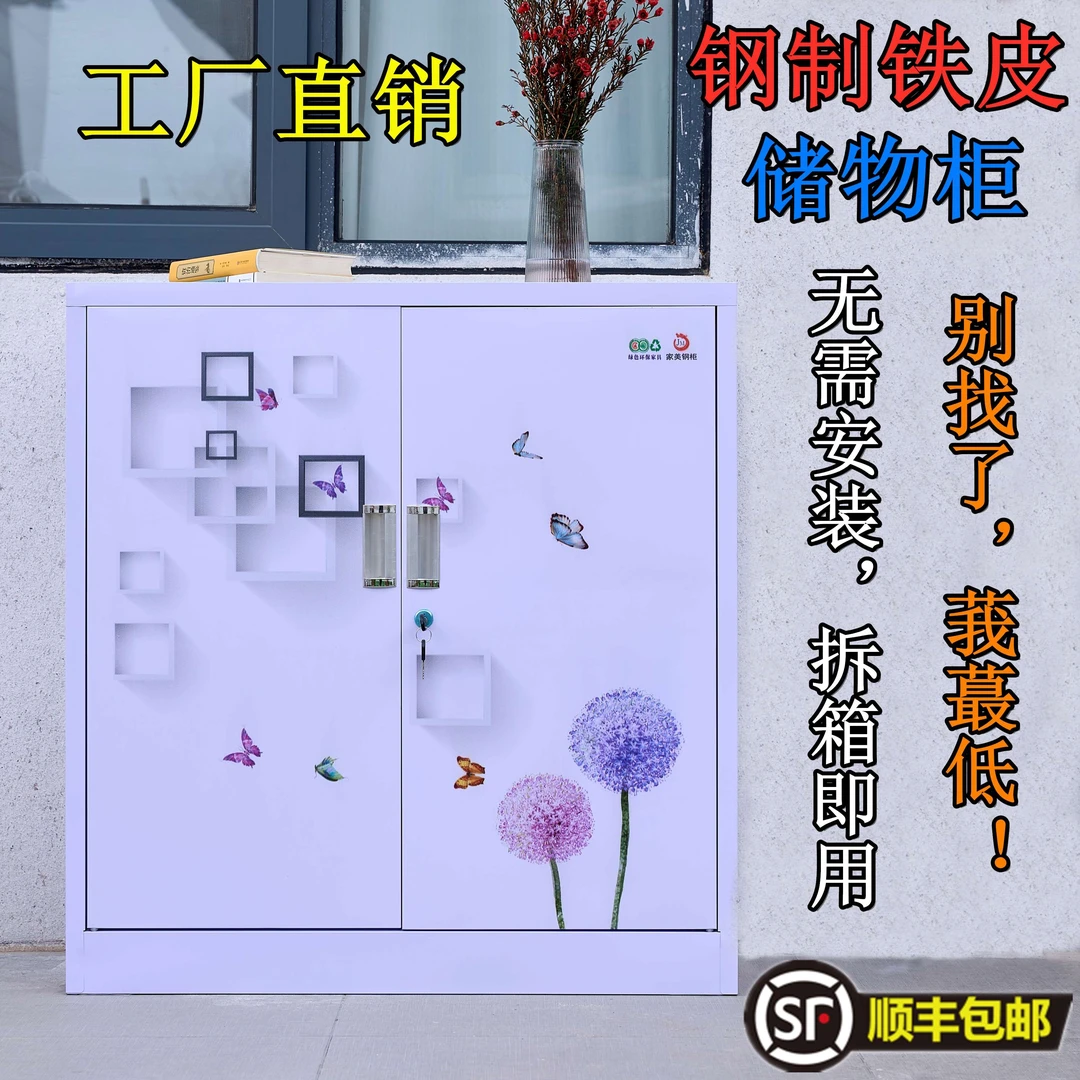 家用带锁钢制鞋柜免安装大容量多层阳台储物柜铁皮整理收纳经济型