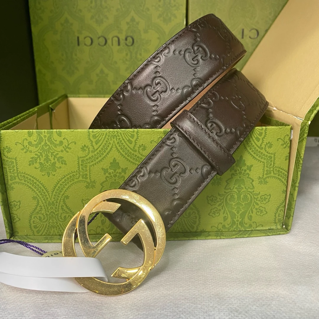 99新 GUCCI/古驰 亮金扣 轻微柜柜摆放痕迹 75码