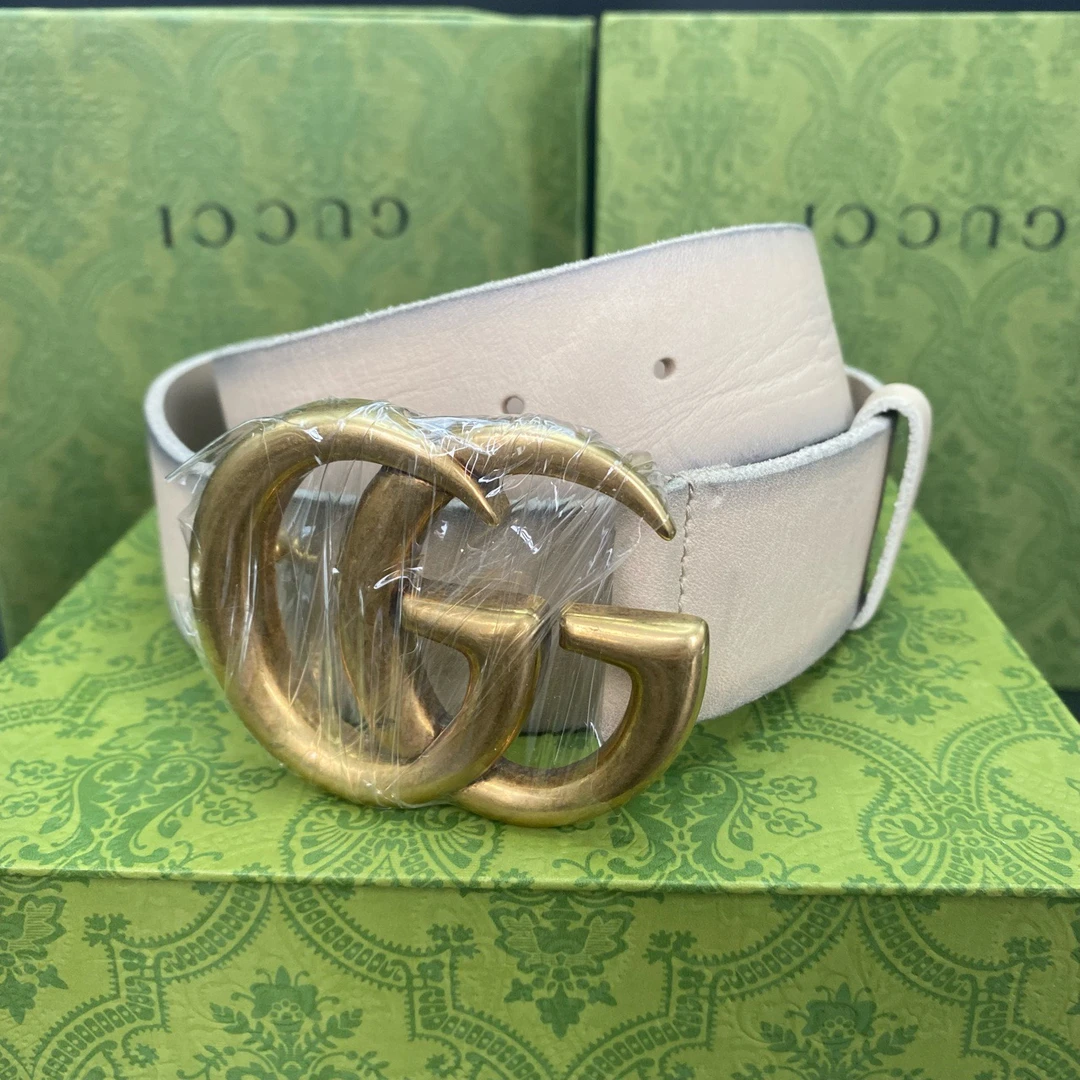 95新 GUCCI/古驰 做旧金 灰蓝渐变腰带85码4cm