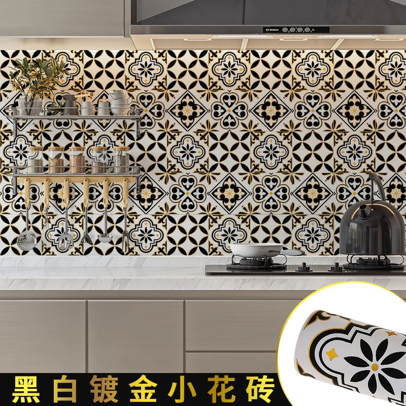 浴室轻奢镀金色腰线墙贴纸桌面拉花装饰贴厨房瓷砖墙面防水防油粘