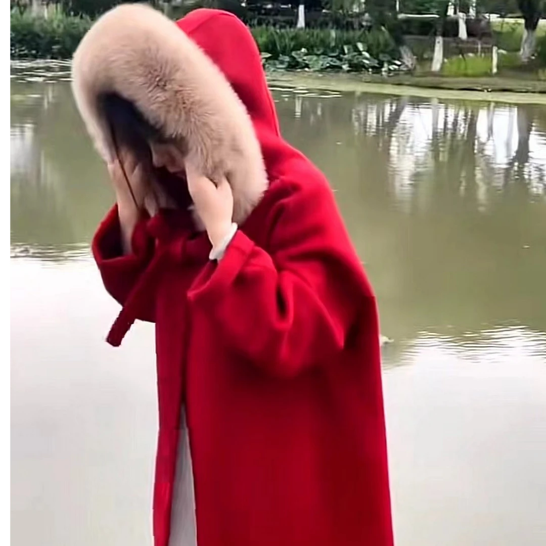 金夫人大衣【小魔女升级版】灿灿 斗篷中长款纯手工双面羊毛大衣