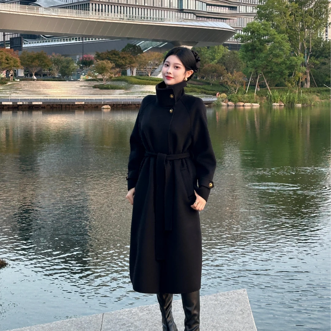 金夫人大衣【穆勒时代】爆款反季立领网红气质纯手工双面羊毛大衣