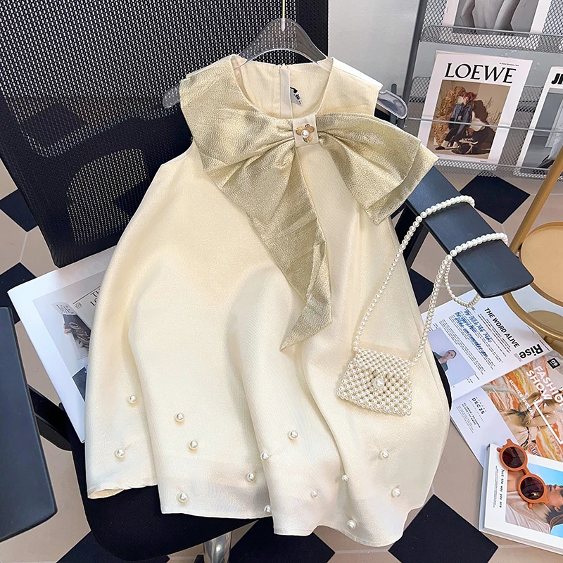 吉米家族【悠长假期】晚礼服无袖背心女童连衣裙夏款蝴蝶结公主裙