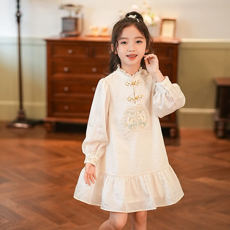 53355儿童改良旗袍裙女童连衣裙2025新款春季小女孩洋气公主裙