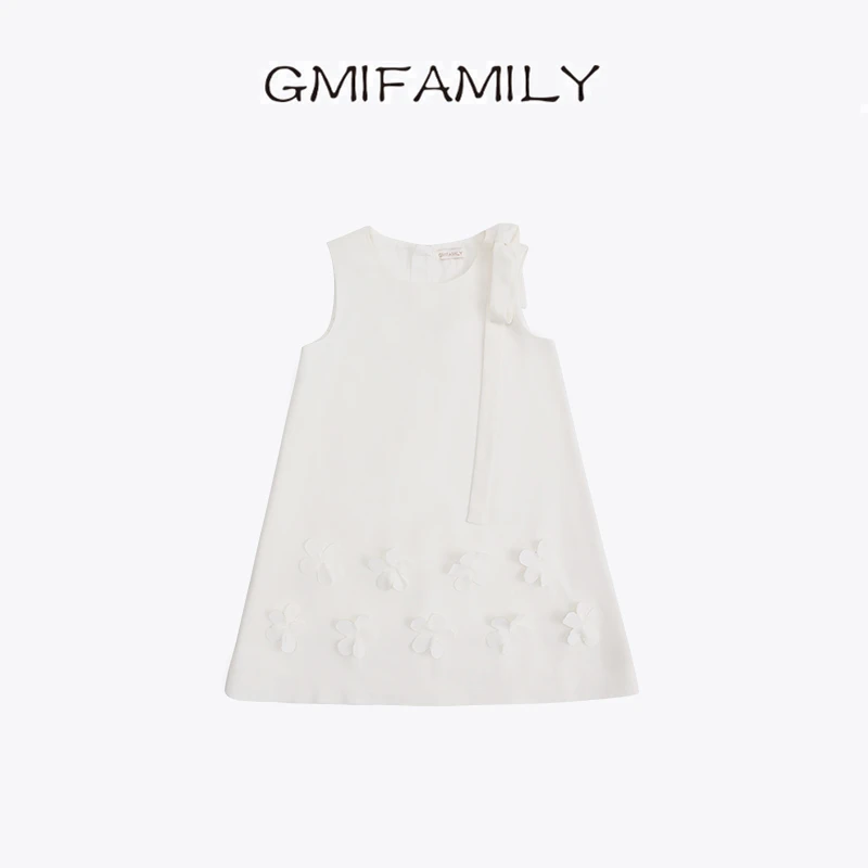 53494女童简约立体花连衣裙夏款2025新款洋气无袖背心裙儿童裙子