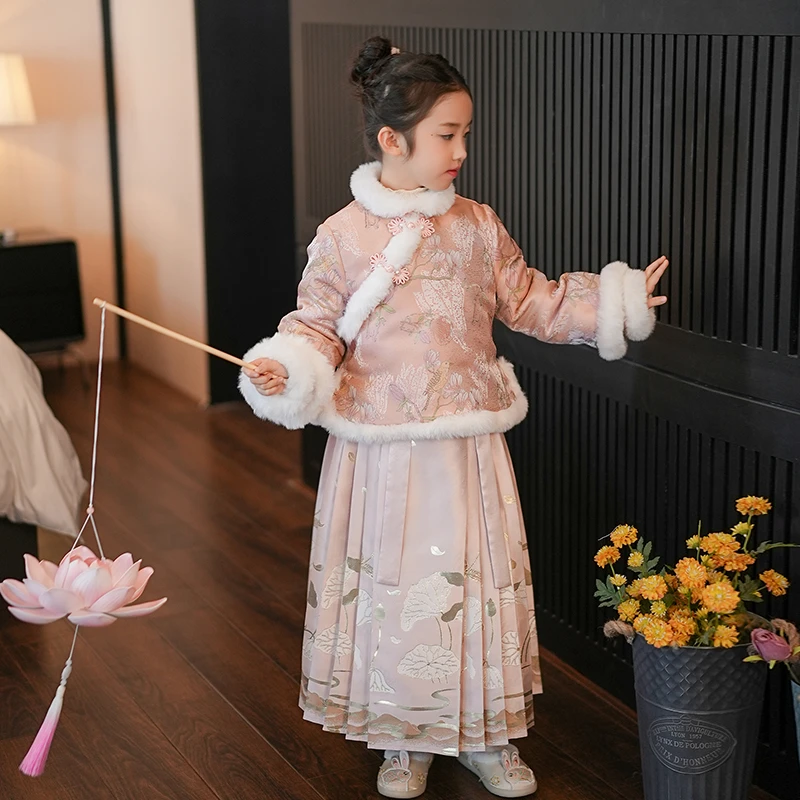 吉米家族【鸟语花香】女童拜年服套装中国风马面裙古风套裙加厚冬款