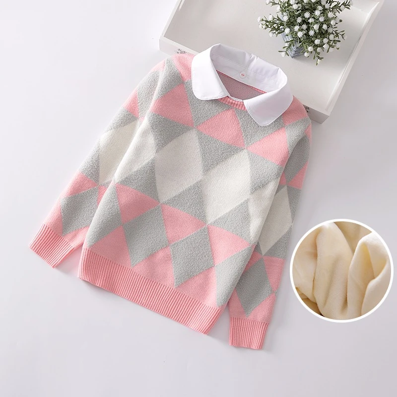 女童毛衣冬加厚2025新款洋气时髦童装儿童针织打底冬季加绒中大童