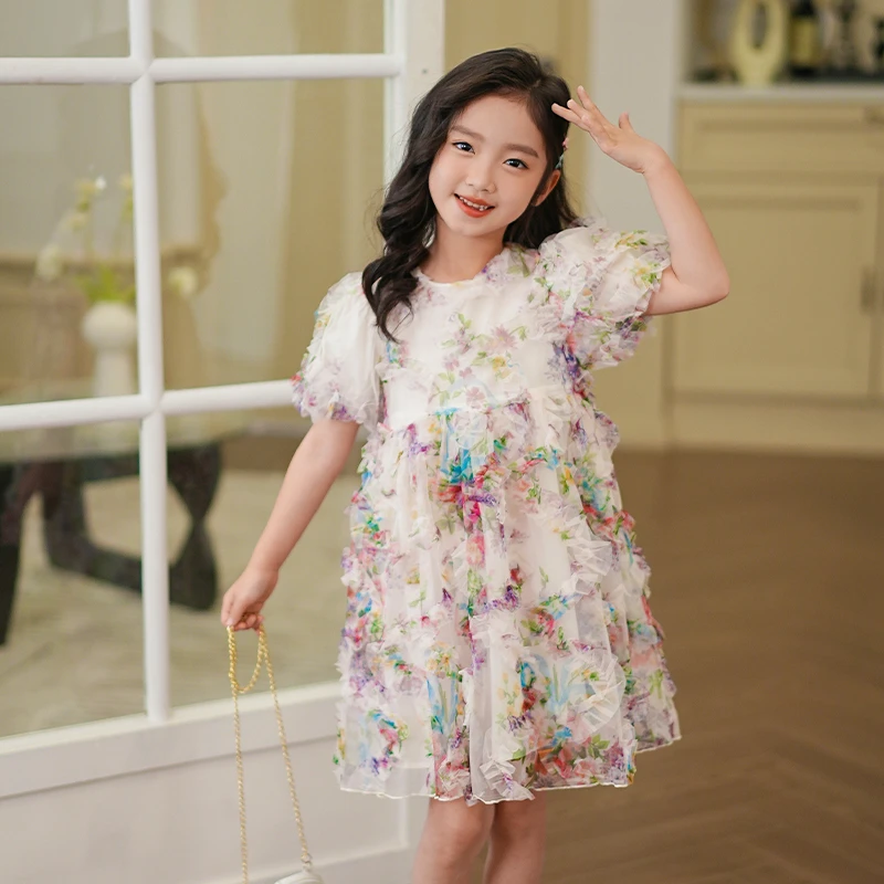 吉米家族【爱丽丝仙境】碎花女童裙子2024夏季新款儿童超仙公主裙