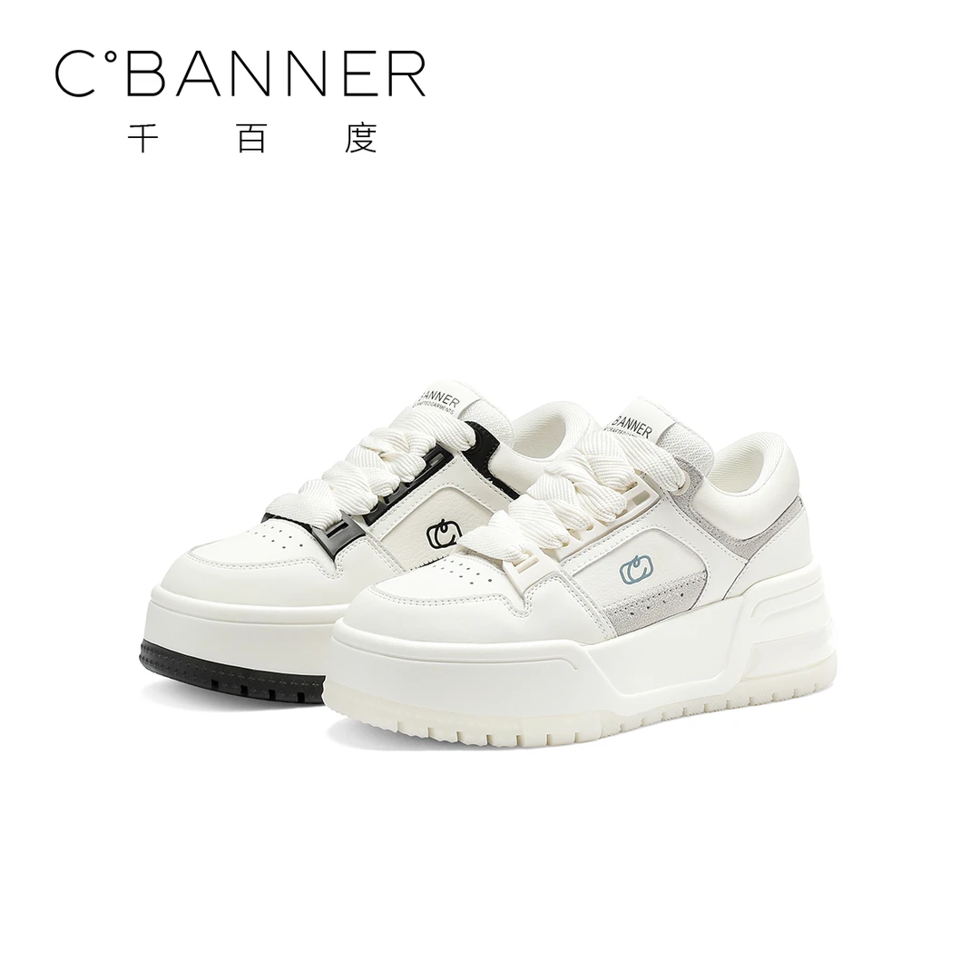 千百度休闲鞋女士时尚百搭厚底增高气质板鞋Q9933917-GAO-C