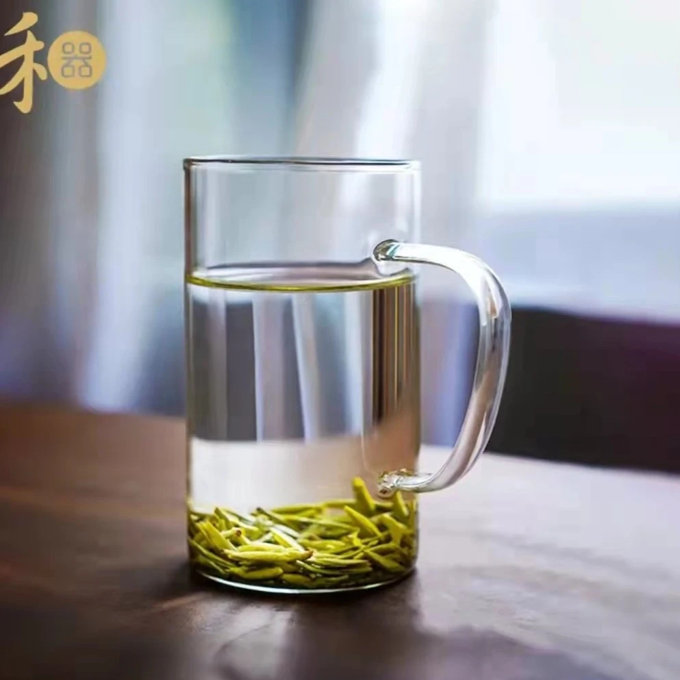 禾器特价款水杯绿茶杯和器办公杯子带把茶杯耐热玻璃家用啤酒杯