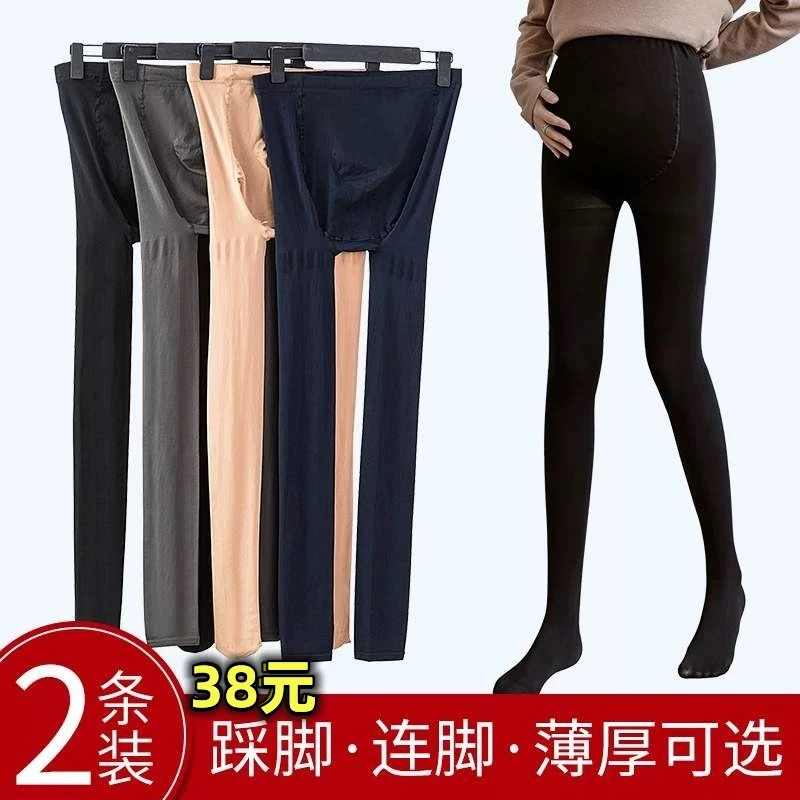 春秋装加大码孕妇丝袜裤胖MM薄款怀孕期连脚踩脚托腹打底裤200斤