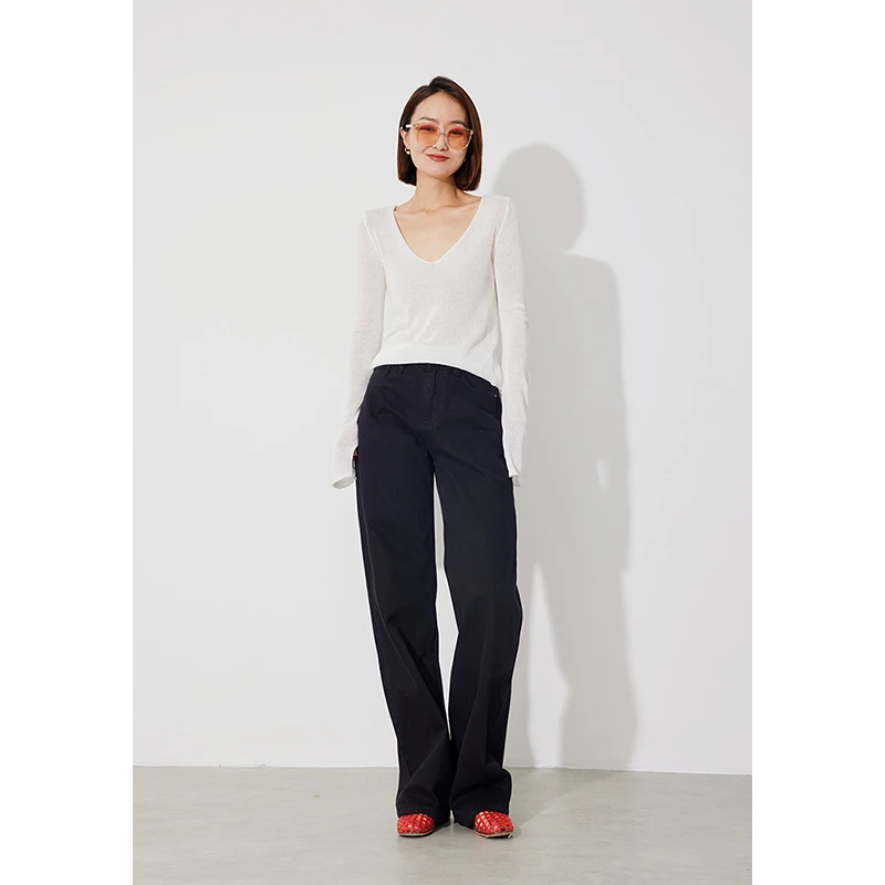 RUGOSAM直筒裤系列  高腰女修身显瘦牛仔裤RB0474