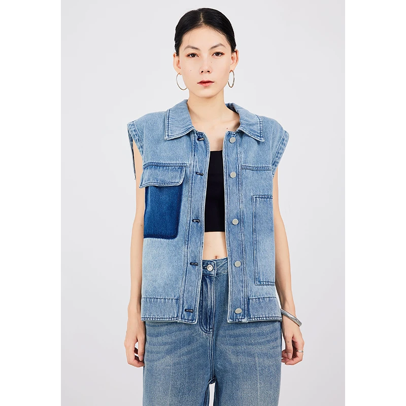 RUGOSAM【自播专属】「马夹系列」无袖个性撞色外搭背心上衣RB0256