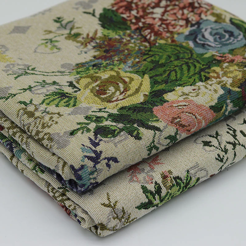 字母牡丹花提花布料米杏底1米价