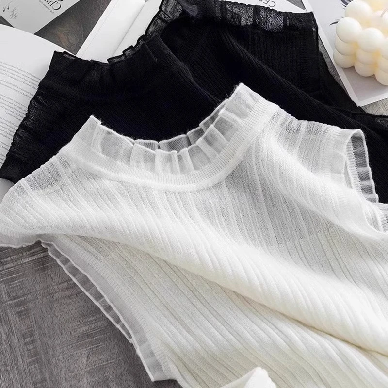 木耳边假领子百搭女秋冬季吊带背心花边领蕾丝打底衫内搭无袖上衣