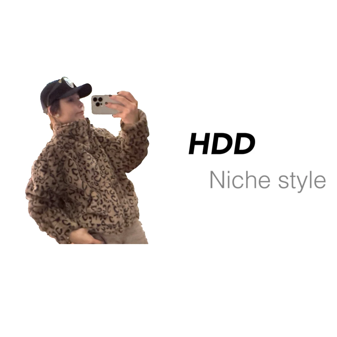 【HDD/侯點點】Y4334款秋冬秋款时尚休闲设计师豹纹外套