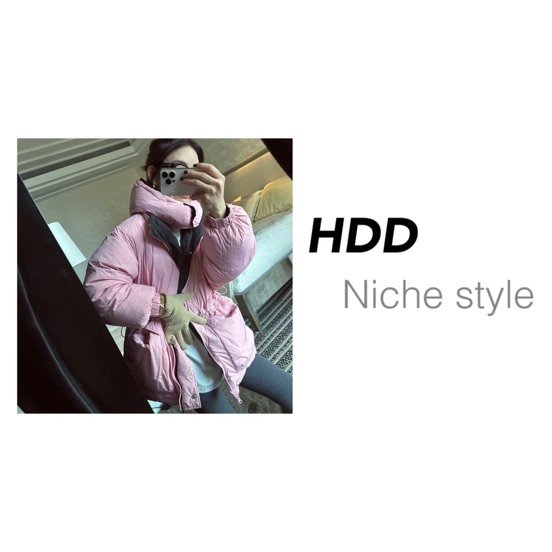 【HDD/侯點點】Y4396款冬季双面穿时尚气质保暖白鸭绒连帽羽绒服