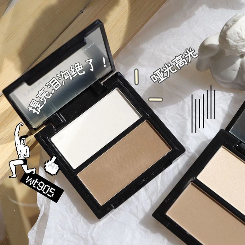 novo双色修容盘哑光闪粉提亮粉鼻影阴影高光三合一体盘初学修饰