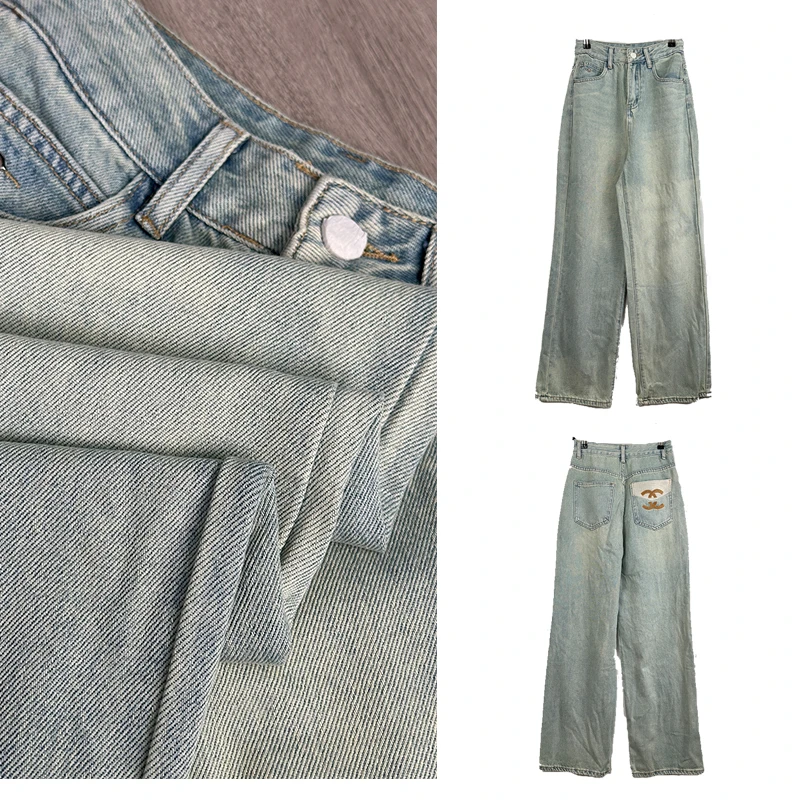 复古阔腿牛仔裤女2024秋新款高腰显瘦宽松直筒拖地裤子女