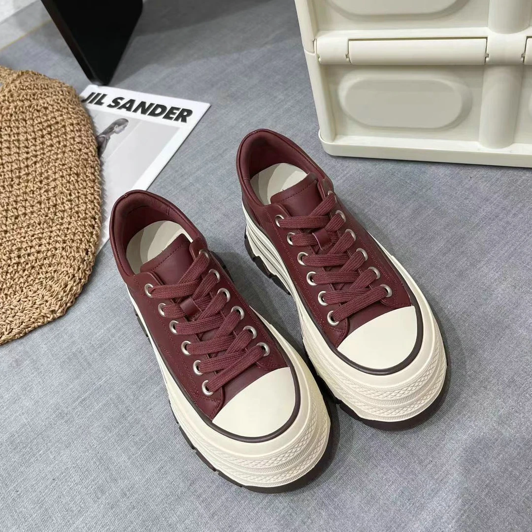 2024款厚底增高小白鞋系带休闲欧货板鞋