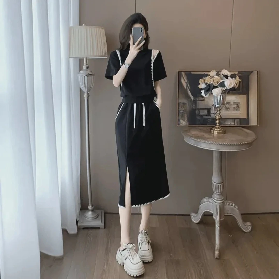 韩版女士休闲时尚套装裙显瘦气质减龄洋气运动半身裙子两件套百搭