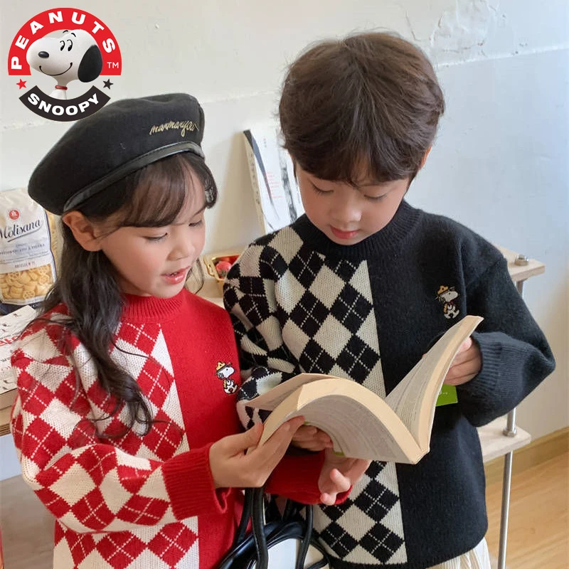 Snoopy/史努比男女童毛衣儿童宝宝针织衫圆领时尚女孩加厚毛线衣