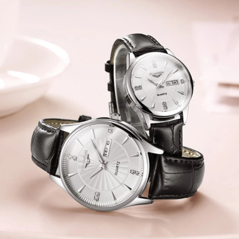 冠琴防水简约石英男表女表韩版学生时尚潮流男士真皮情侣手表一对