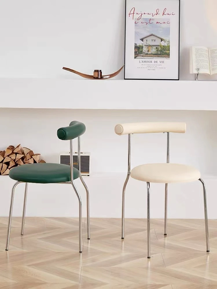 法式奶油风餐椅网红极简家用椅子卧室书桌书椅超纤皮靠背化妆椅