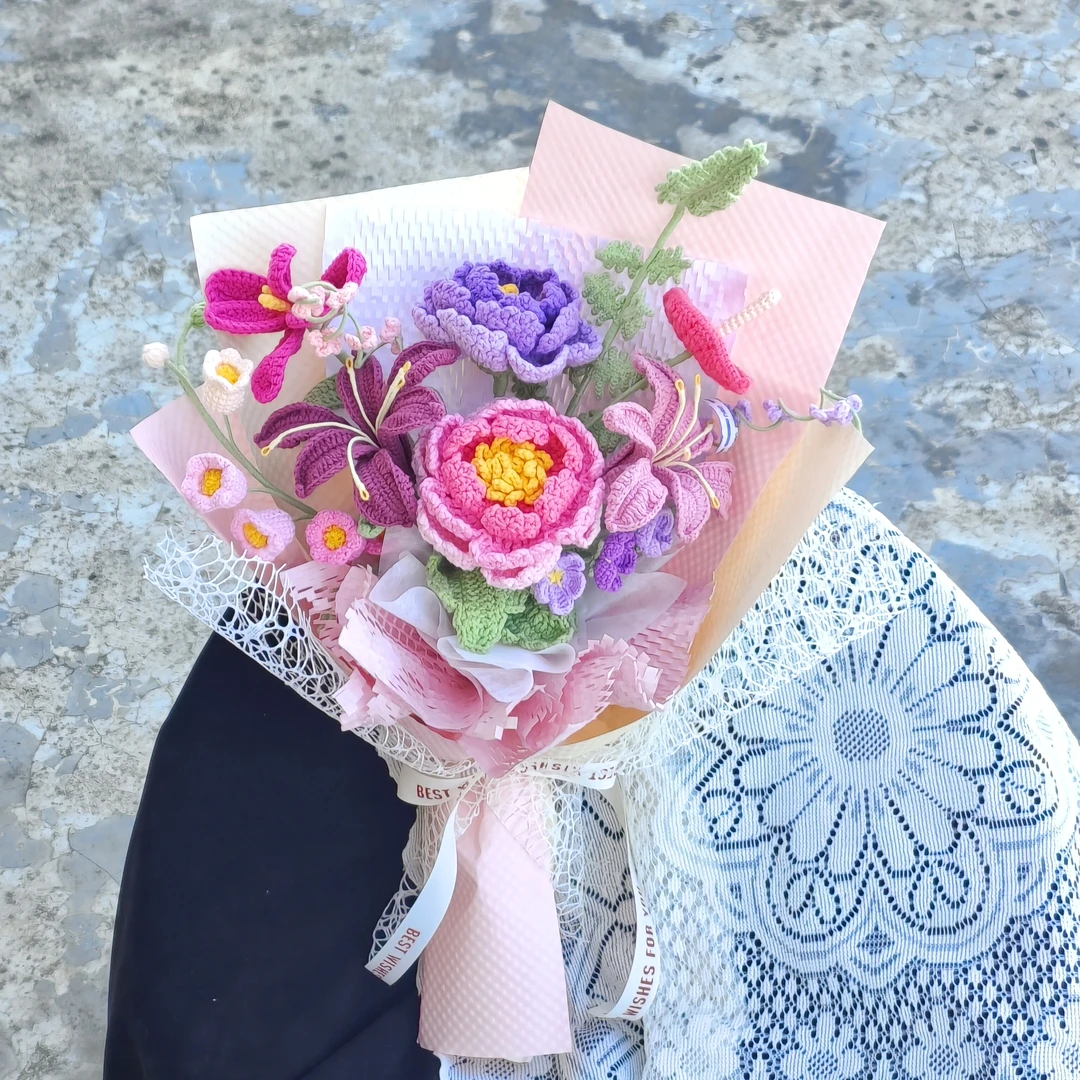 成品手工花毛线花永生花生日求婚女朋友闺蜜恋人送礼浪漫可爱创意